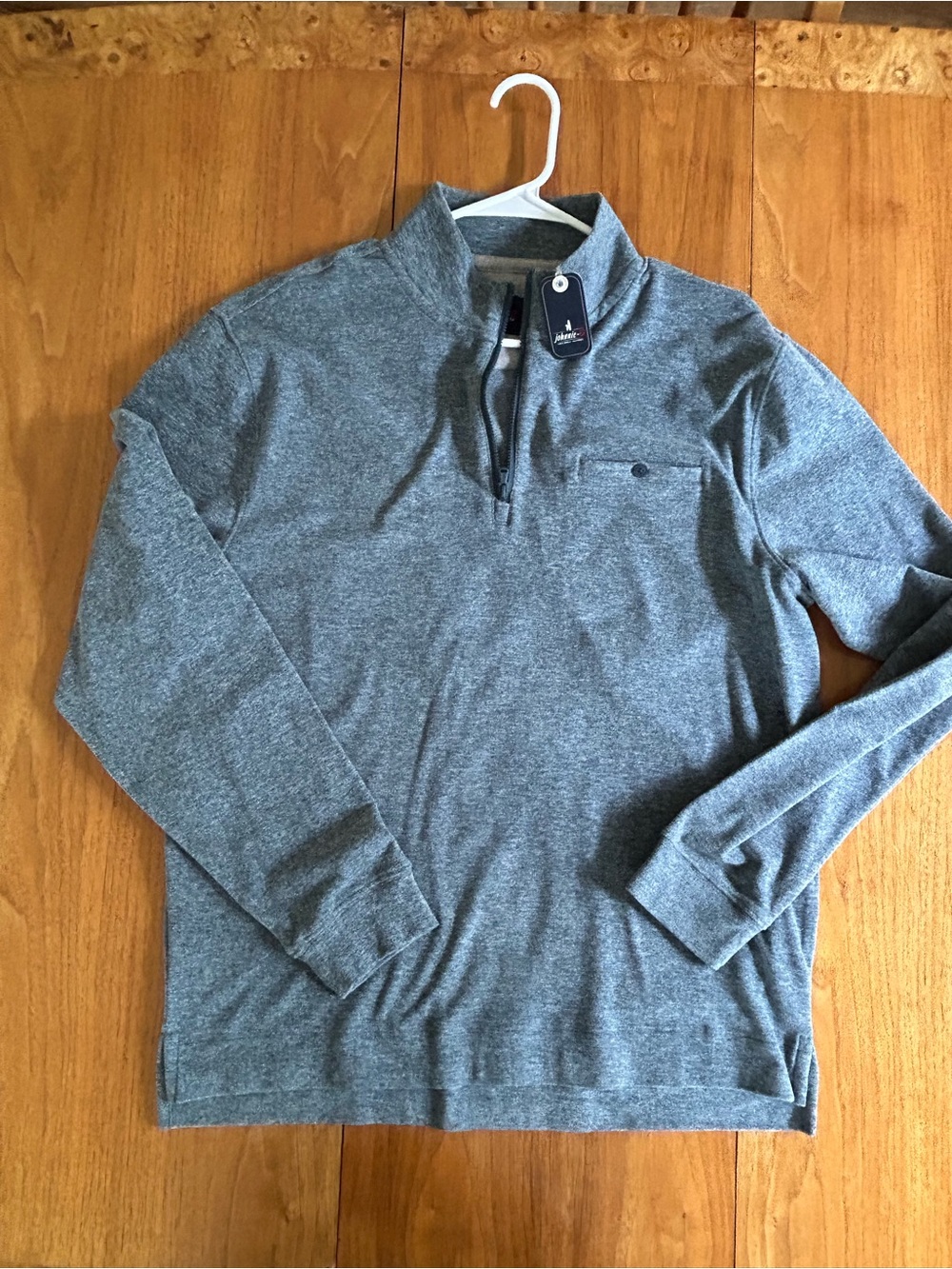 johnnie-O Gray Pullover quarter zip with pocket